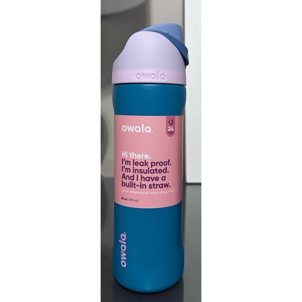 Owala FreeSip 24oz Stainless‎ Steel Water Bottle, TICKLE ME TEAL